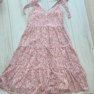 Lucy Paris Pink Floral Tie-Shoulder Tiered Sundress
